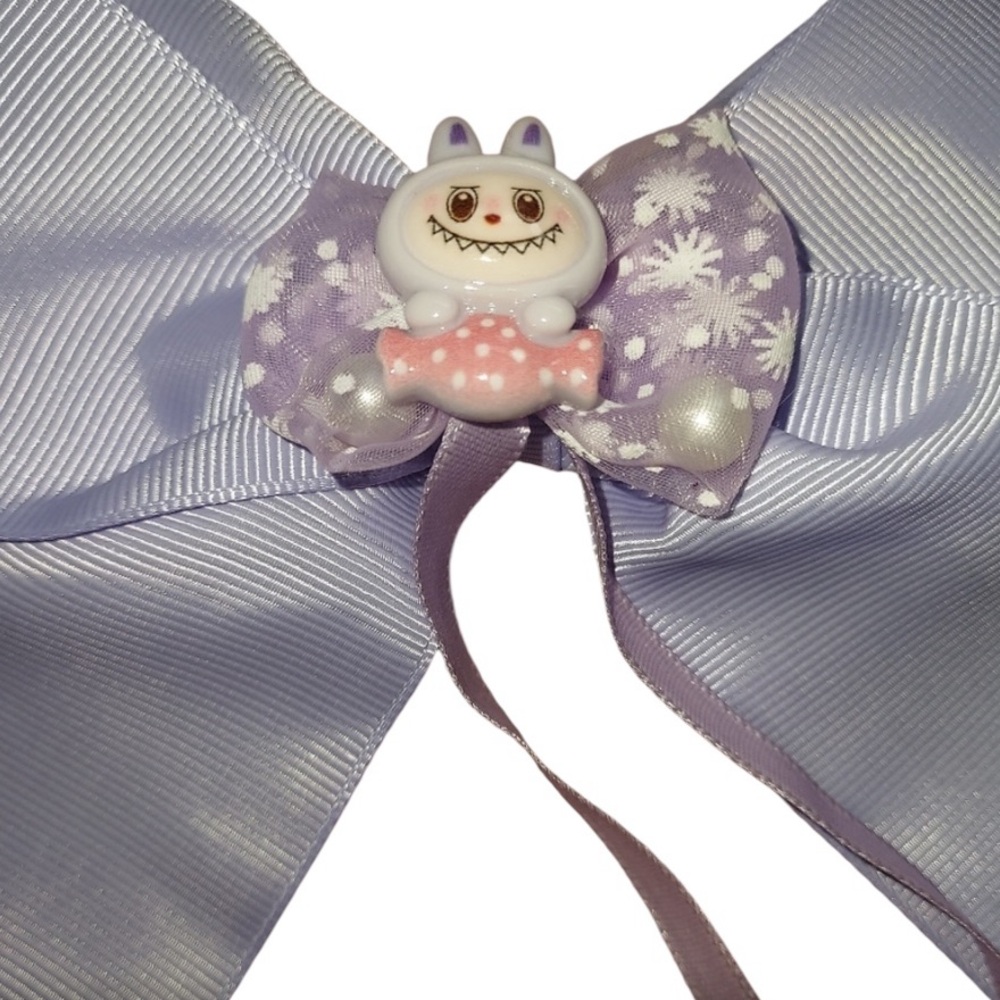 Purple Labubu Kids Hair Bow with Clip